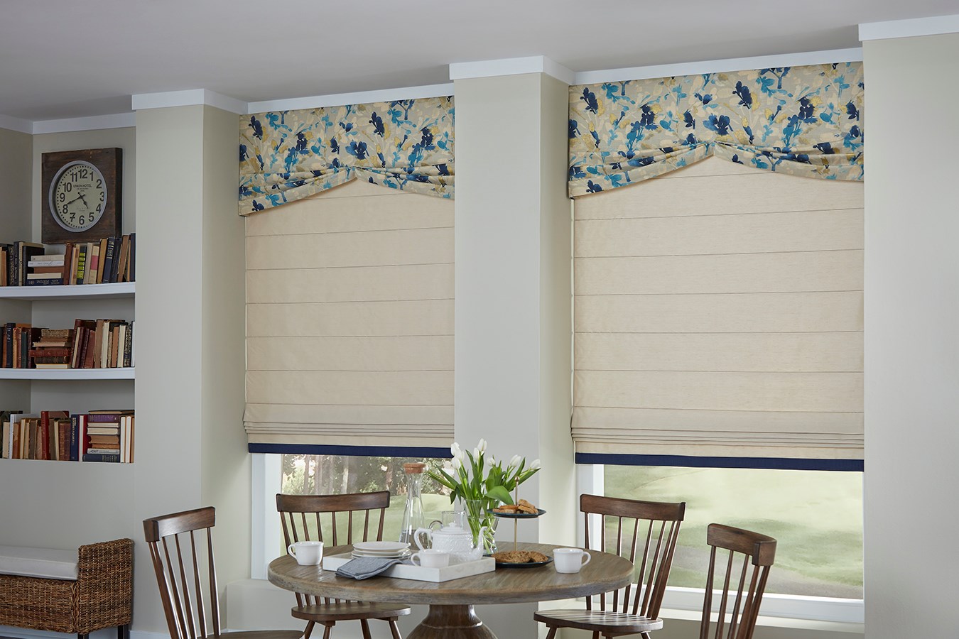 Blackout Roman with Gathered Valance Shade